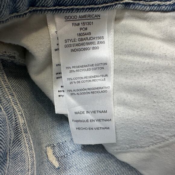 Good American Good Standard Barrel Jeans 14 Indigo High-Rise Wide Tapered Cuffed - Picture 7 of 13